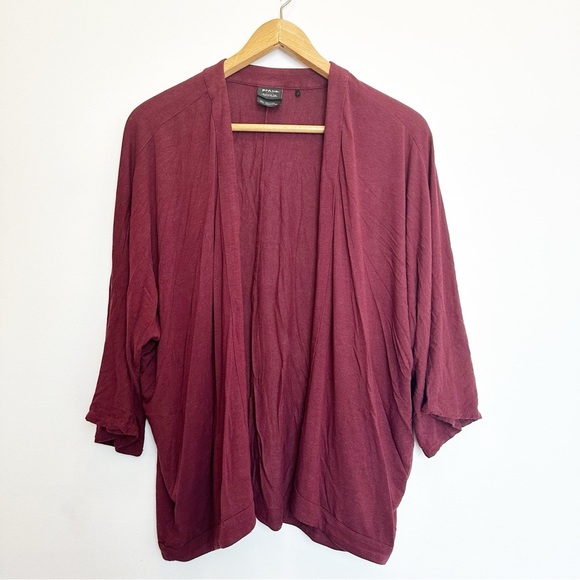 PrAna Foundation Seabrook Wrap Cardigan Sweater Open Front Maroon Heather XL - Picture 2 of 9